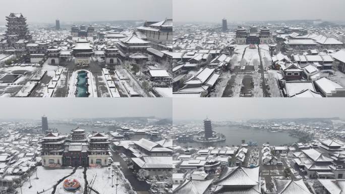 长沙铜官窑古镇雪景航拍