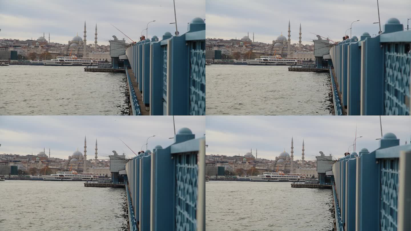 加拉塔桥和Yeni Cami清真寺位于伊斯坦布尔繁华的城市景观中心