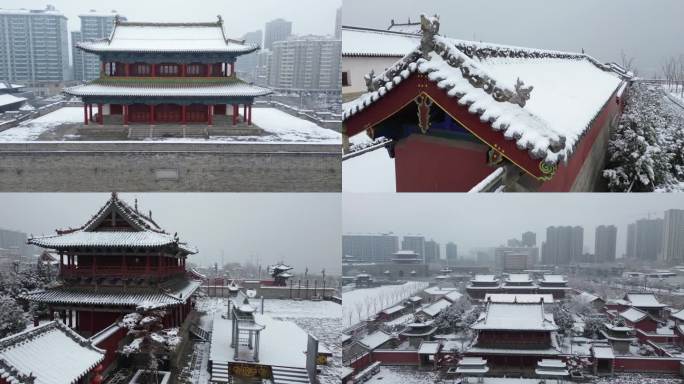 运城池神庙雪景