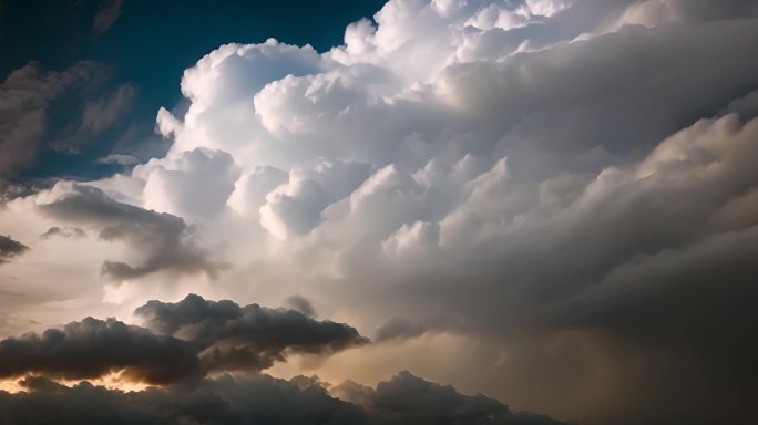 积雨云遮天蔽日云层透光空境云翻滚