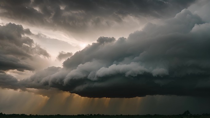 积雨云遮天蔽日云层透光空境云翻滚