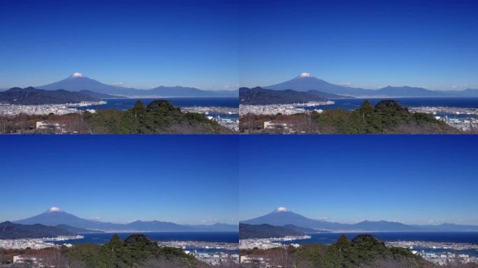 从山上看富士山和静冈海