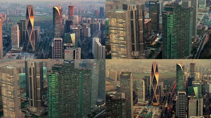 航拍杭州钱江世纪城地标建筑高楼大片宣传片