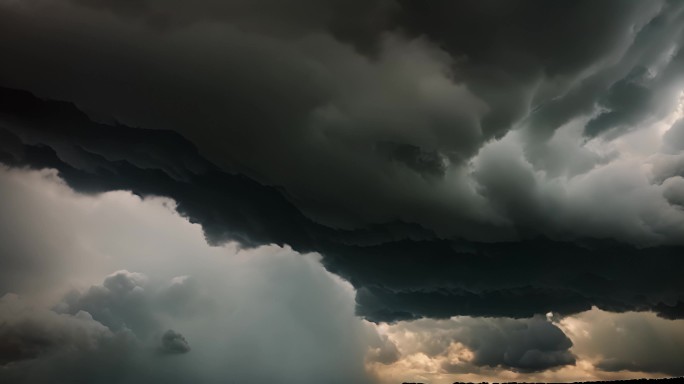 积雨云遮天蔽日云层透光空境云翻滚