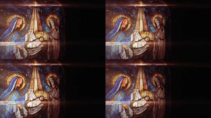 基督教堂玻璃画 耶稣诞生