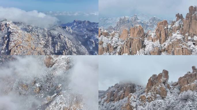 青岛崂山巨峰雪景雪淞