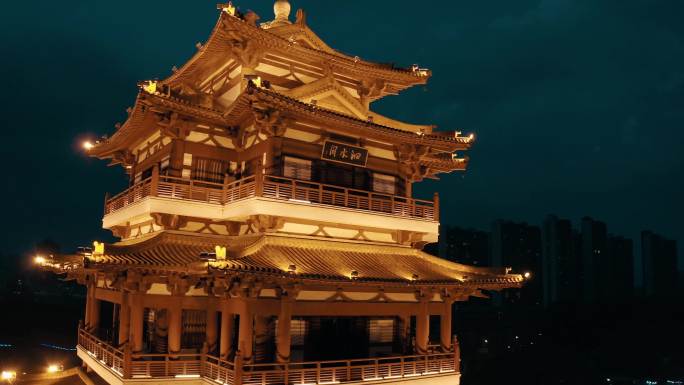 4K宿迁市泗阳夜景航拍