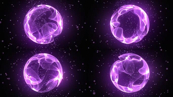宇宙中明亮的发光粒子三维球体。抽象技术、科学、工程和人工智能背景。动画波浪形宇宙能量球。玫瑰金球。4