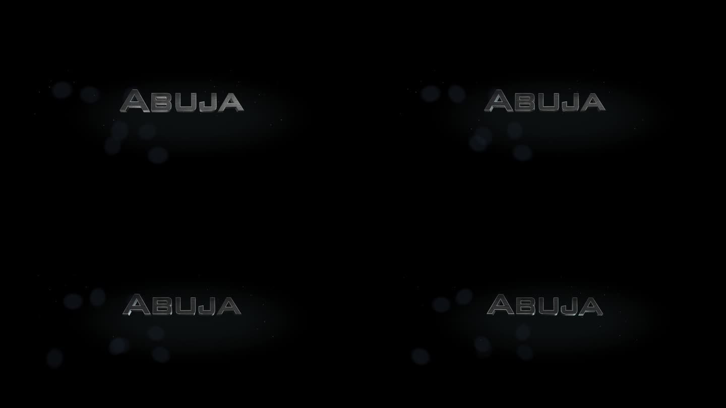 阿布贾3D标题字与金属动画文本透明黑色