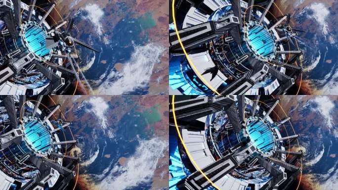 4K写实电影级未来外星空间站星球科幻飞船