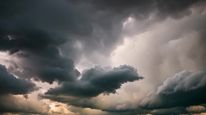 积雨云遮天蔽日云层透光空境云翻滚