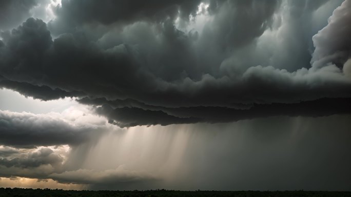 积雨云遮天蔽日云层透光空境云翻滚