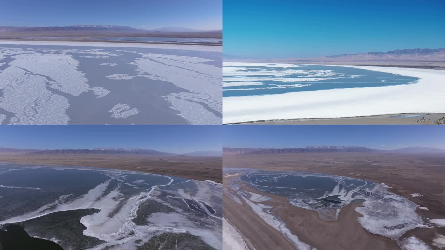 冬季青海湖 冰天雪地航拍