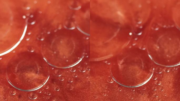 垂直抽象背景气泡液体圆圈橙色