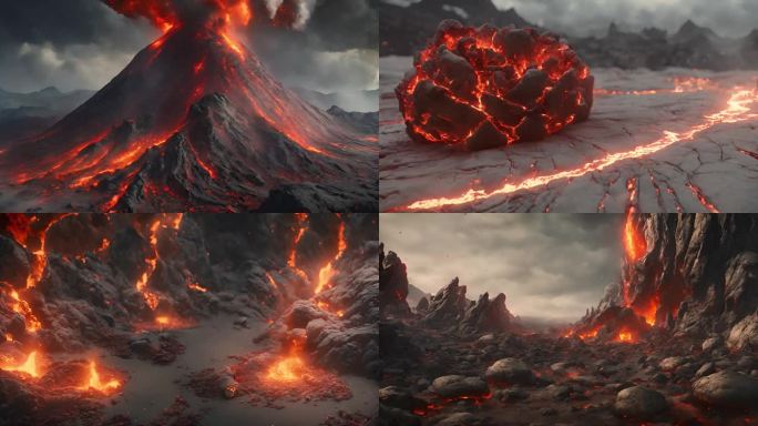 火山喷发爆发熔岩岩浆