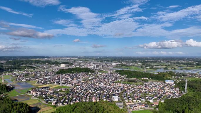 航拍-城市景观的日本大平泻市千叶观光商旅多利左