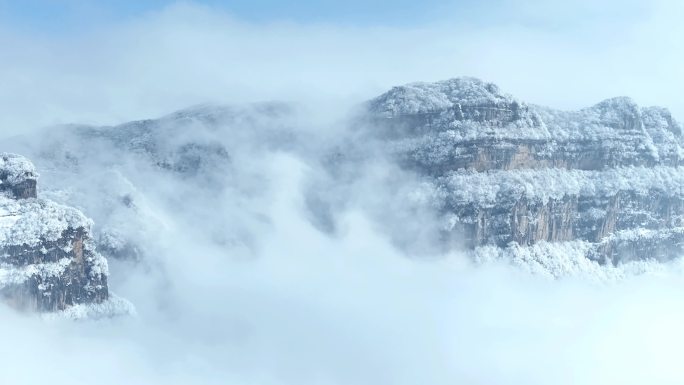 航拍陕西汉中龙头山雪景云海-44