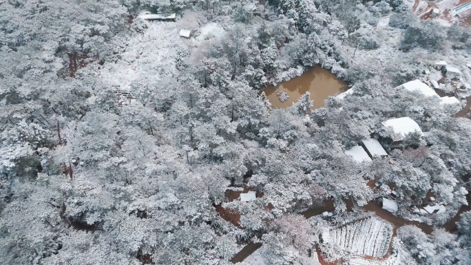 4K航拍福州鼓山鼓岭下雪夜景