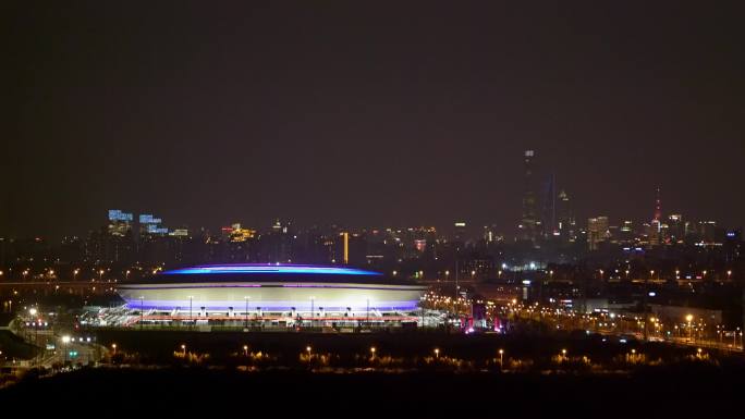 浦东足球场 体育 建筑 上海 航拍 夜景