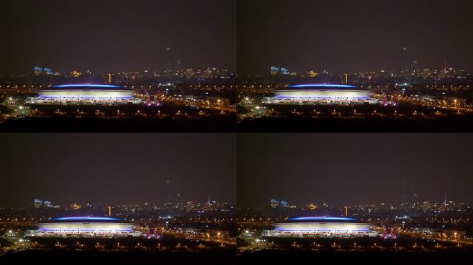 浦东足球场 体育 建筑 上海 航拍 夜景