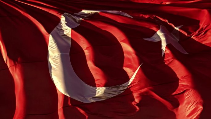 土耳其国旗的连续运动，民族自豪感的激动人心的形象