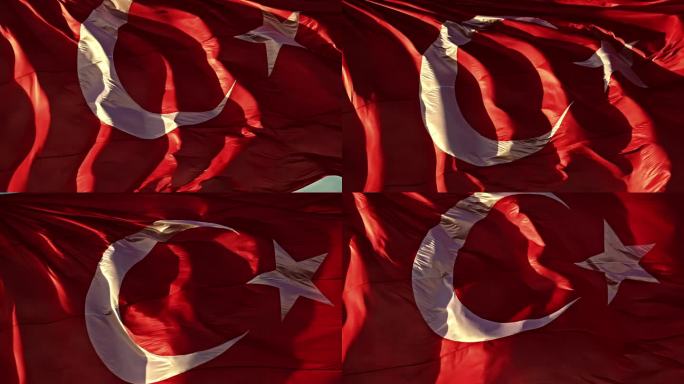 土耳其国旗的连续运动，民族自豪感的激动人心的形象