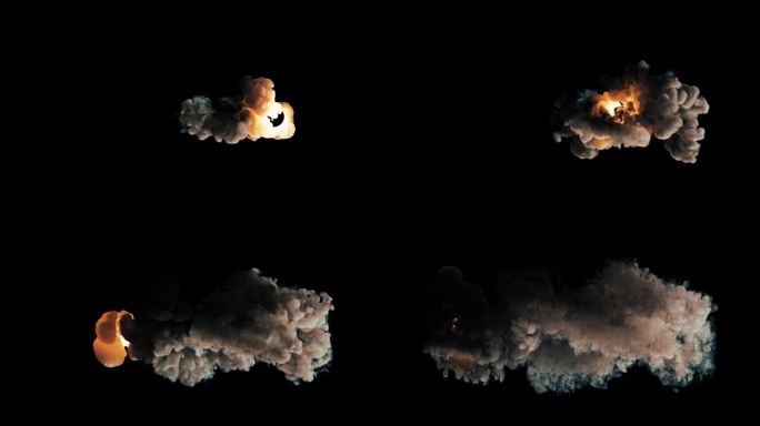 3D动画烟雾模拟火焰墨水在液体对黑色背景的音乐剪辑，应用程序，视频制作。高品质4k画面
