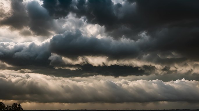 积雨云遮天蔽日云层透光空境云翻滚