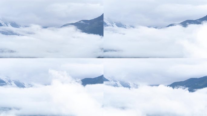 西藏林芝被云海包围的南迦巴瓦峰