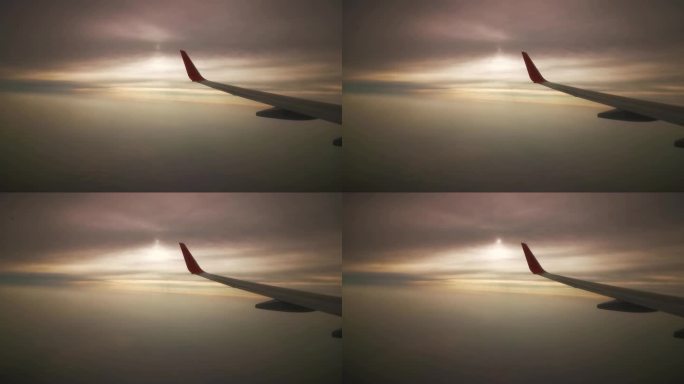 飞机翅膀在云端4K视频素材