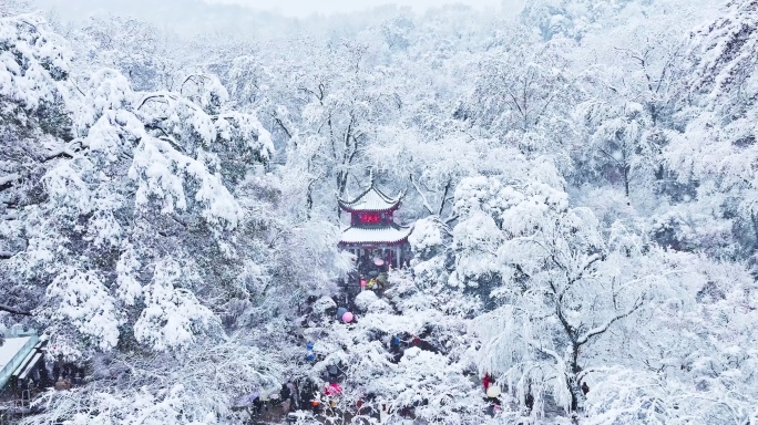 4k长沙爱晚亭雪景