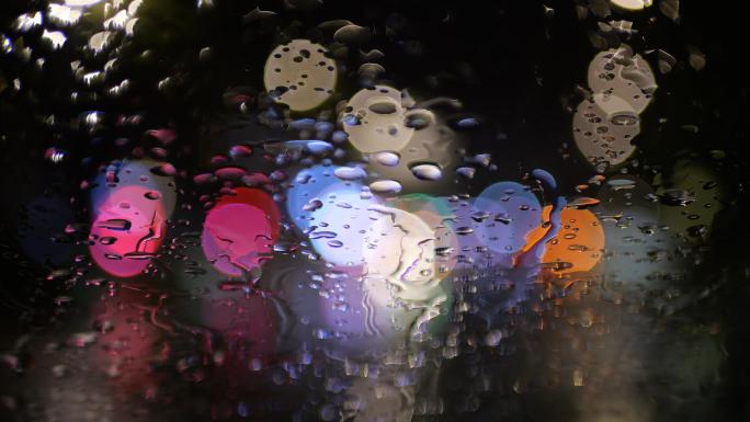 雨天光斑 玻璃外雨水光影