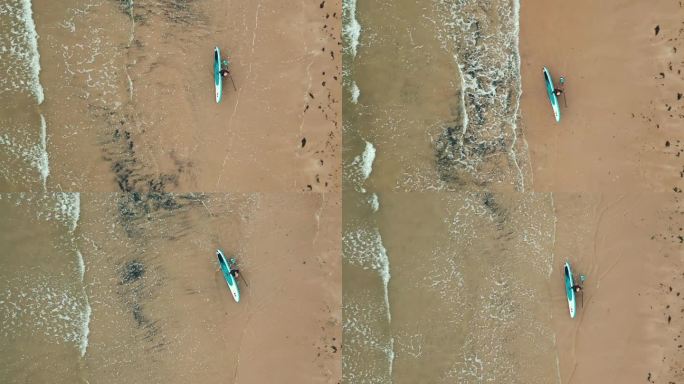 海边宁静的一天水上运动冲浪体验桨板技巧