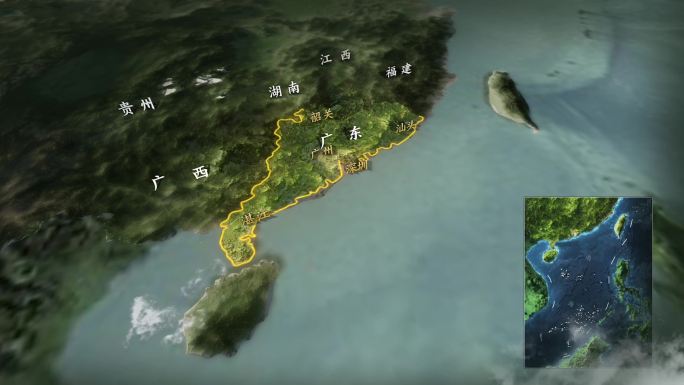 4K广东地图地形图