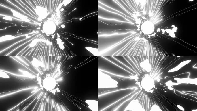 抽象3D霓虹背景。黑色和白色发光的能量电条纹。彩色数据流。连接的概念。无缝循环动画。4 k的视频