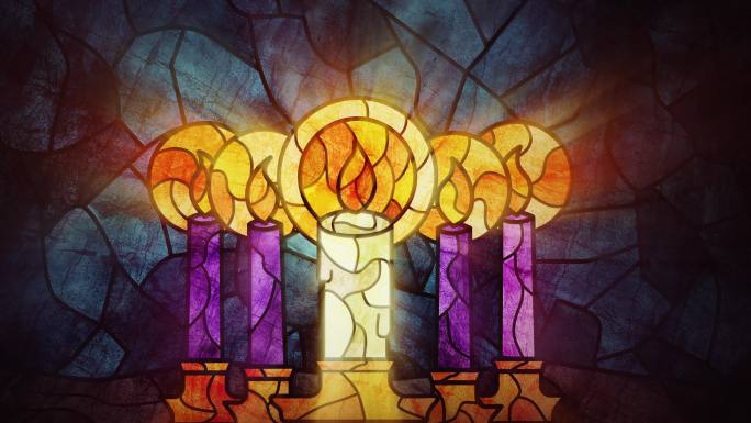 基督教堂玻璃画 蜡烛