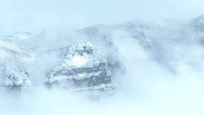 航拍陕西汉中龙头山雪景云海-45