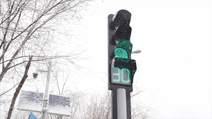 城市雪景中的街道