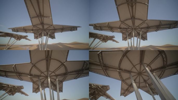 宁夏中卫沙漠星星酒店人文航拍运动镜头