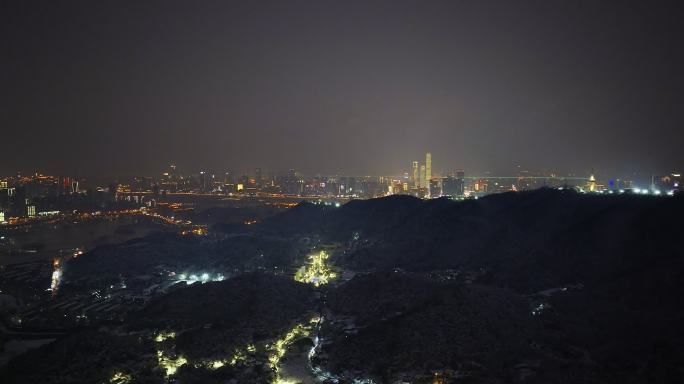 4k长沙岳麓山雪后夜景航拍