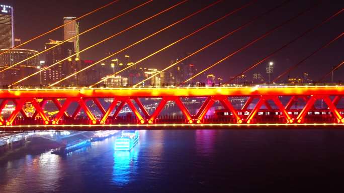 重庆城市风光长江夜景桥梁4k