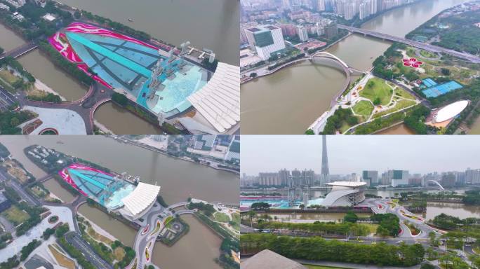 广州海心沙天河体育中心航拍天河区亚运会场