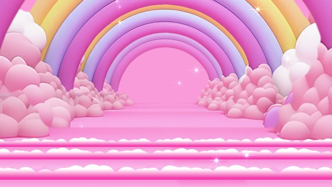 4K可爱粉色彩虹隧道循环led