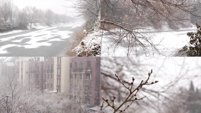 冬天城市下雪 雪景