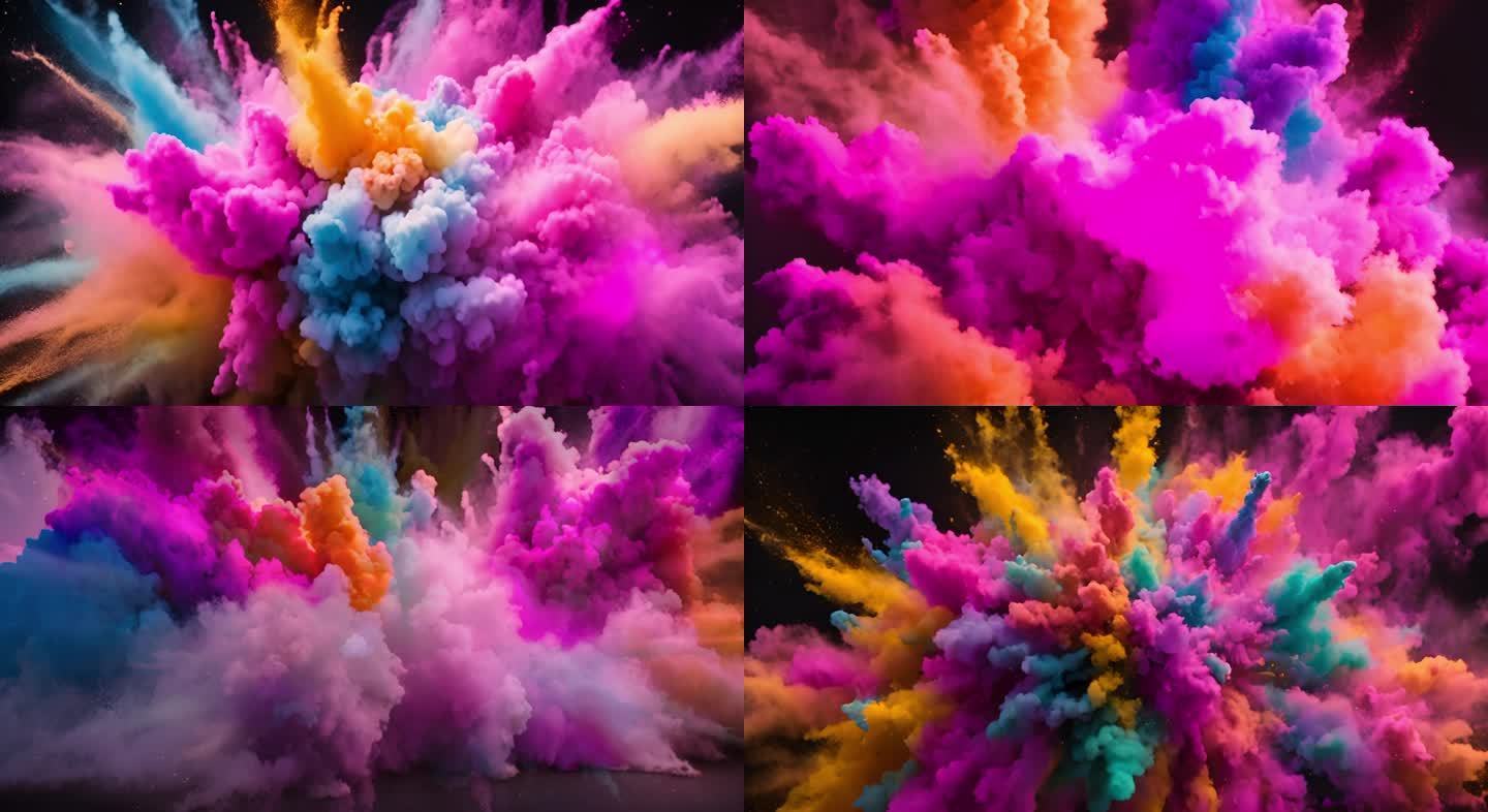 彩墨爆炸 唯美彩色颜料飞起