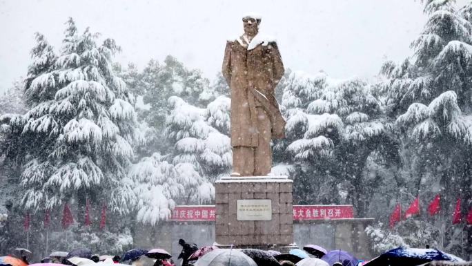 4k长沙大雪湖南大学下雪升格慢镜头