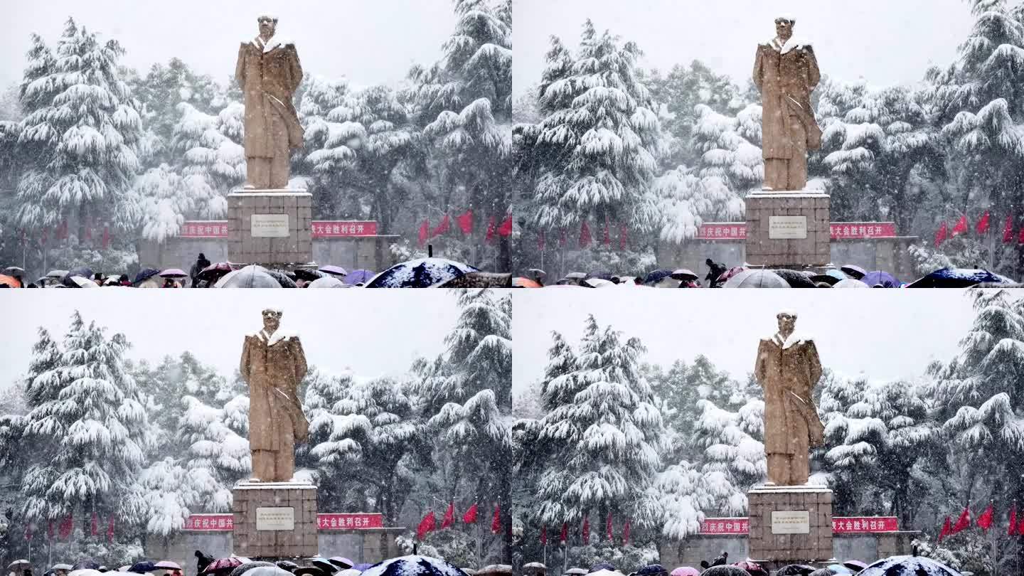 4k长沙大雪湖南大学下雪升格慢镜头