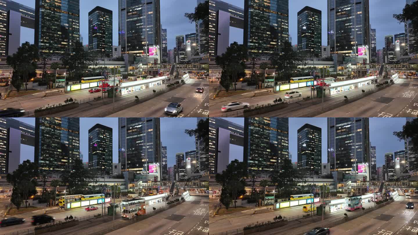 香港中环城市风光车水马龙马路车流延时