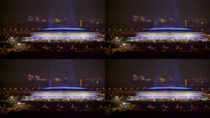 浦东足球场 体育 建筑 上海 航拍 夜景