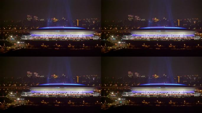 浦东足球场 体育 建筑 上海 航拍 夜景